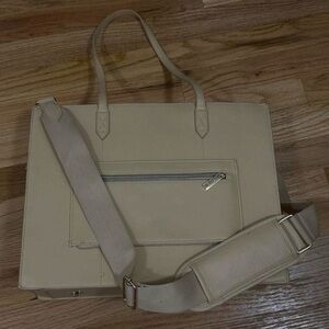 BEIS Beige Work Tote with Detachable Strap
